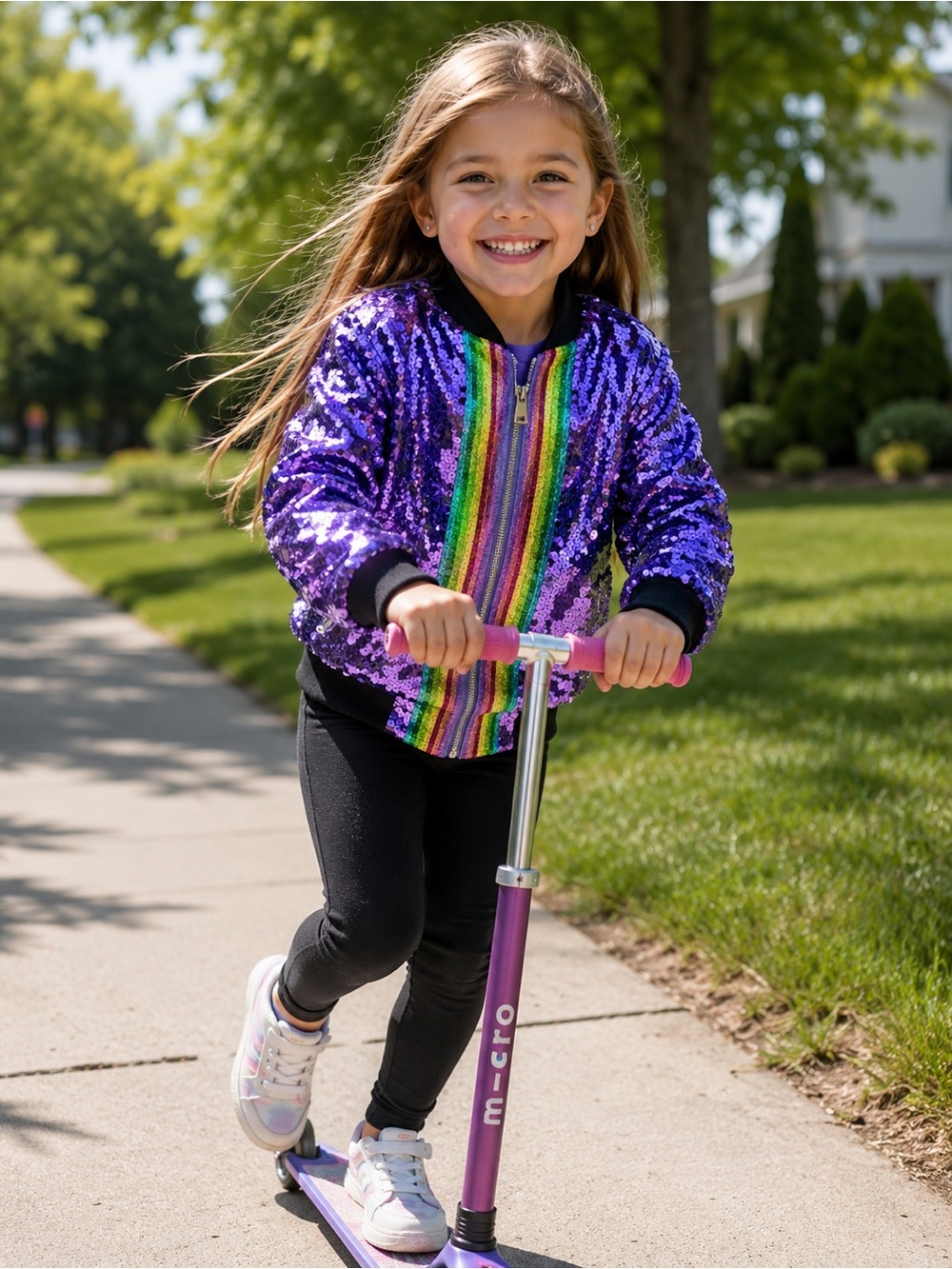 JoJo Siwa jacket for girls size 6 / 6X - purple sequins and rainbow